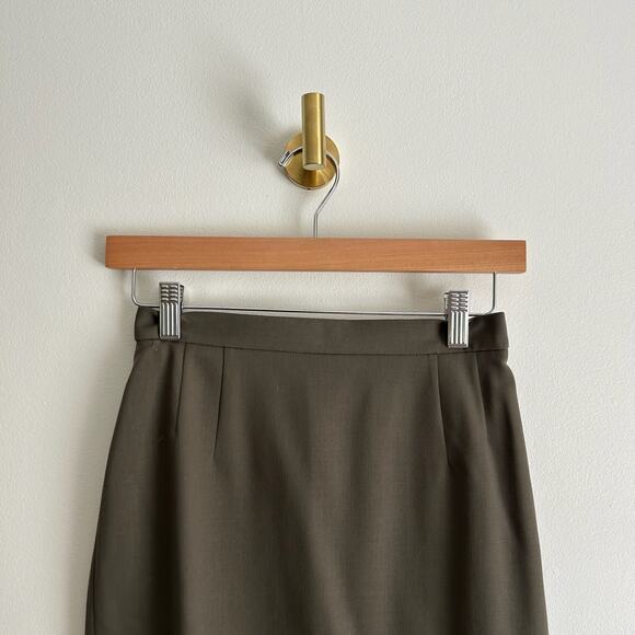 Escada Margaretha Ley Wool Pencil Skirt Olive 34 - Picture 3 of 8